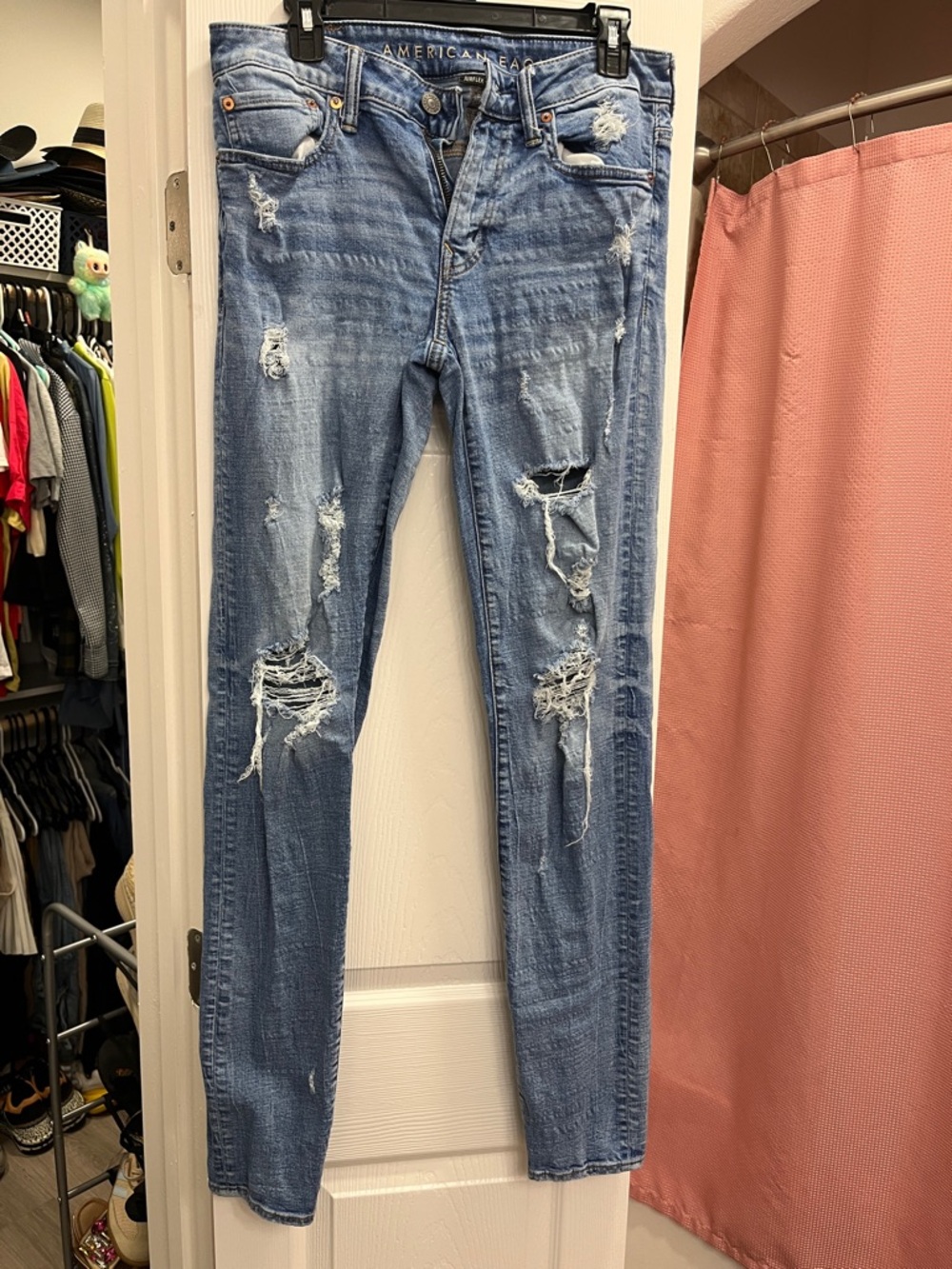 American Eagle Outfitters Light Blue Ripped Men’s Skinny Airflex + Jeans